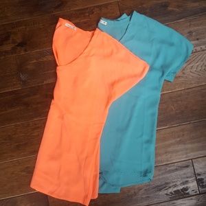Bright Coral & Turquoise Tops
